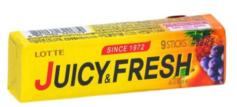 LOTTE Жевательная резинка JUICY FRESH фруктовый микс, пластинки, 26 г